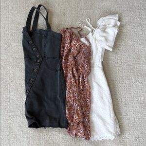 Stylish Dress Trio in Black, Floral, and White